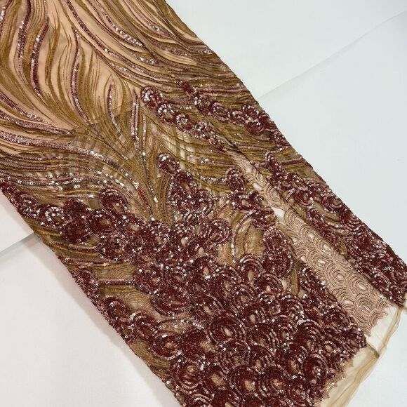 NWT Akira Maxi Dress Womens Large Tan Sequin Copper Spaghetti Strap Long - Picture 5 of 12